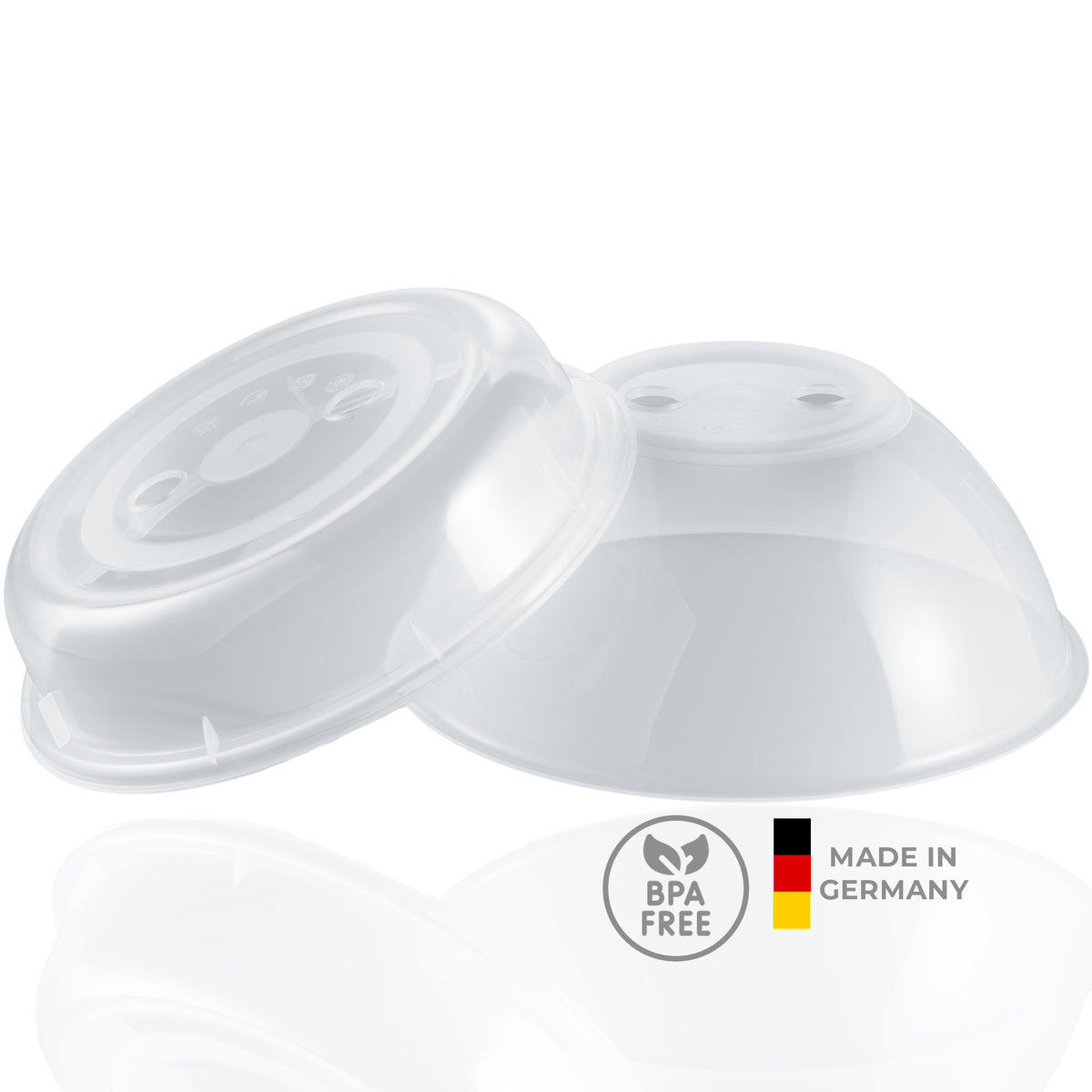 sweeter Mikrowellenhauben 2er-Set flach + hoch, ø 26 cm – transparent, BPA-frei