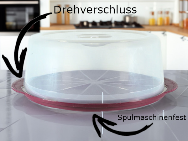 sweeter Torten- und Frischehaube groß ø 35 cm – mit Tortenplatte & Verriegelung