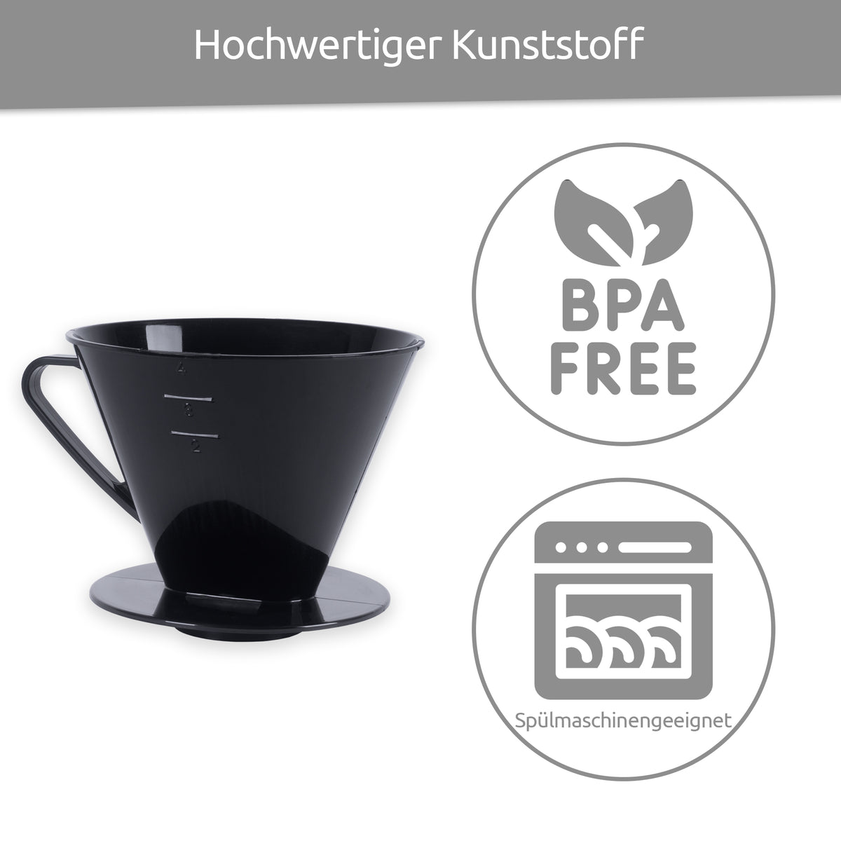 sweeter Kaffeefilter Größe 1x6 – Handfilter aus PP, schwarz, Made in Germany