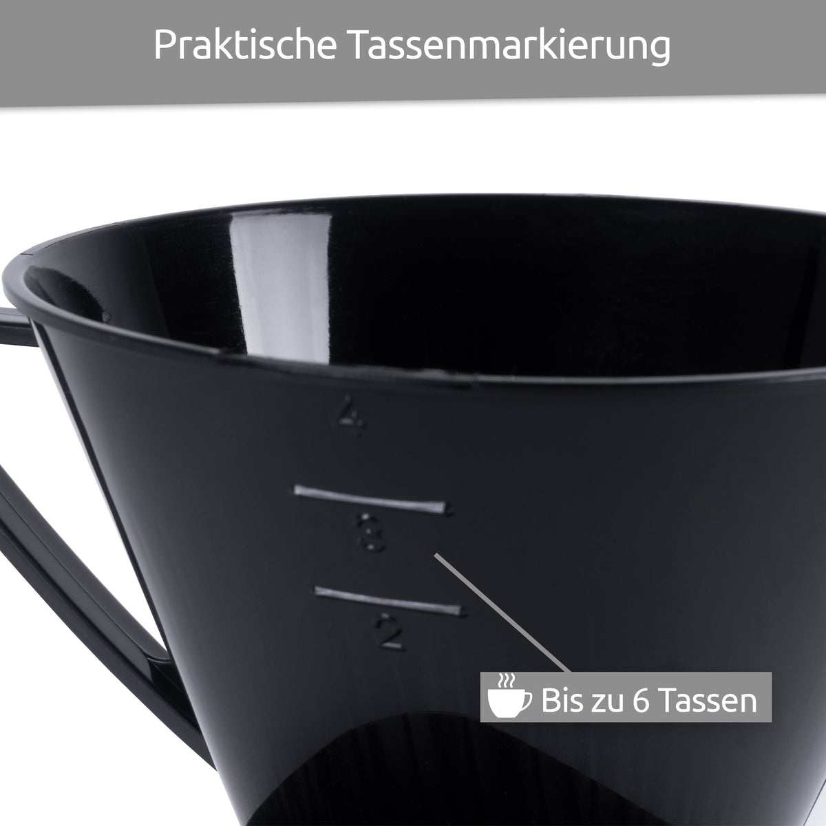 sweeter Kaffeefilter Größe 1x6 – Handfilter aus PP, schwarz, Made in Germany