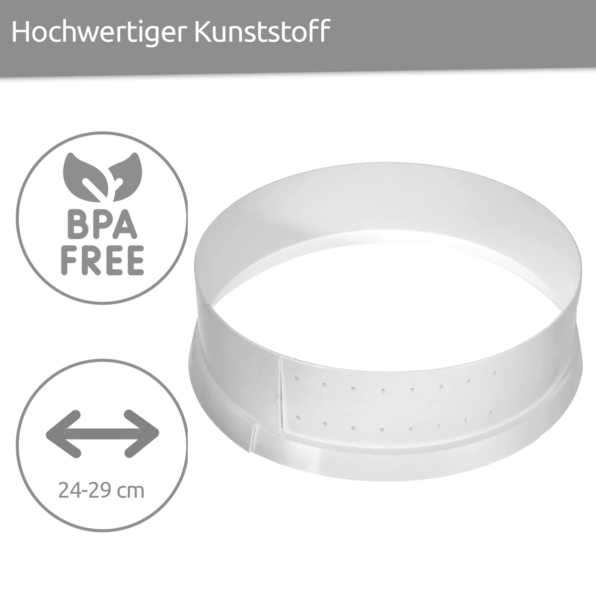 sweeter Tortenring FLEXY groß – stufenlos verstellbar ø 24–29 cm, BPA-frei