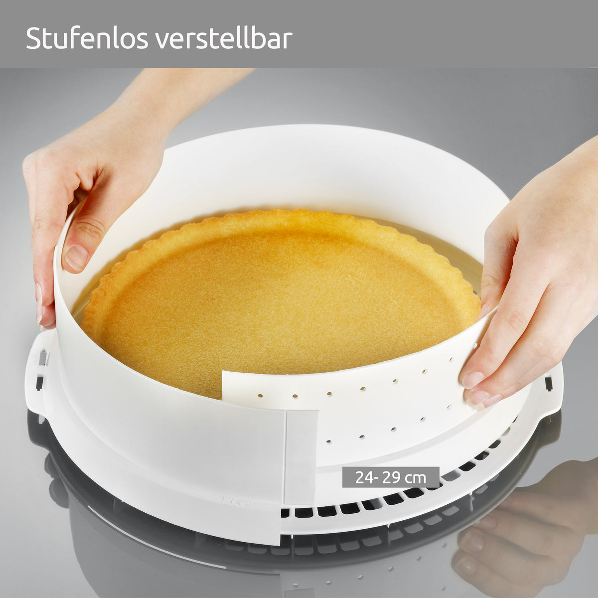 sweeter Tortenring FLEXY groß – stufenlos verstellbar ø 24–29 cm, BPA-frei