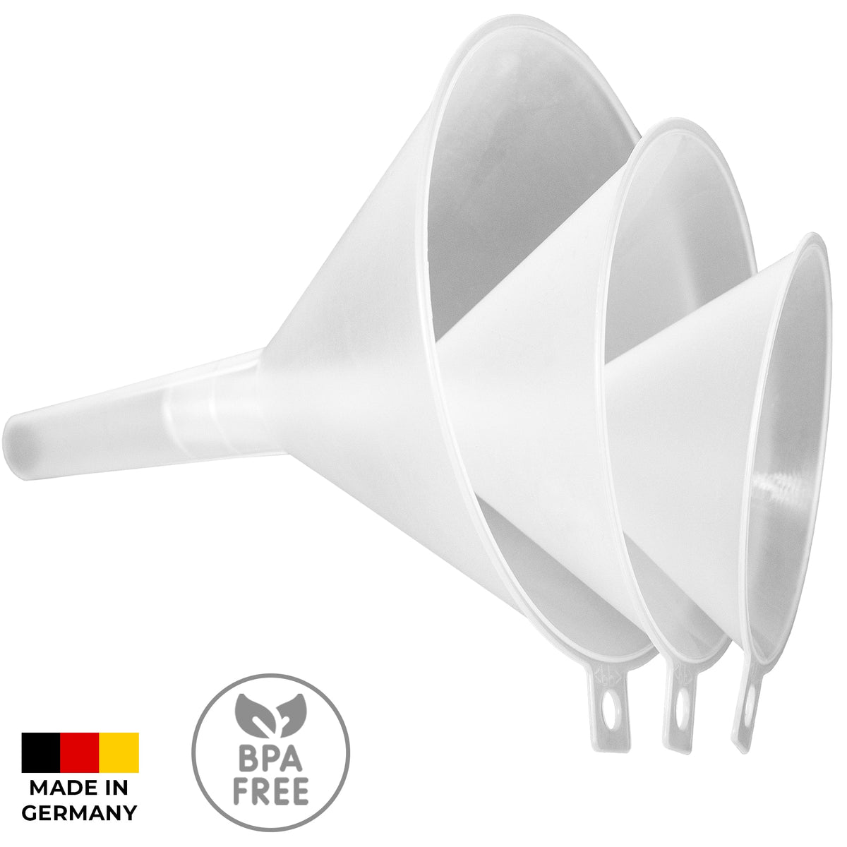 sweeter Trichter-Set 3-tlg. – Küchentrichter in 3 Größen, transparent, BPA-frei