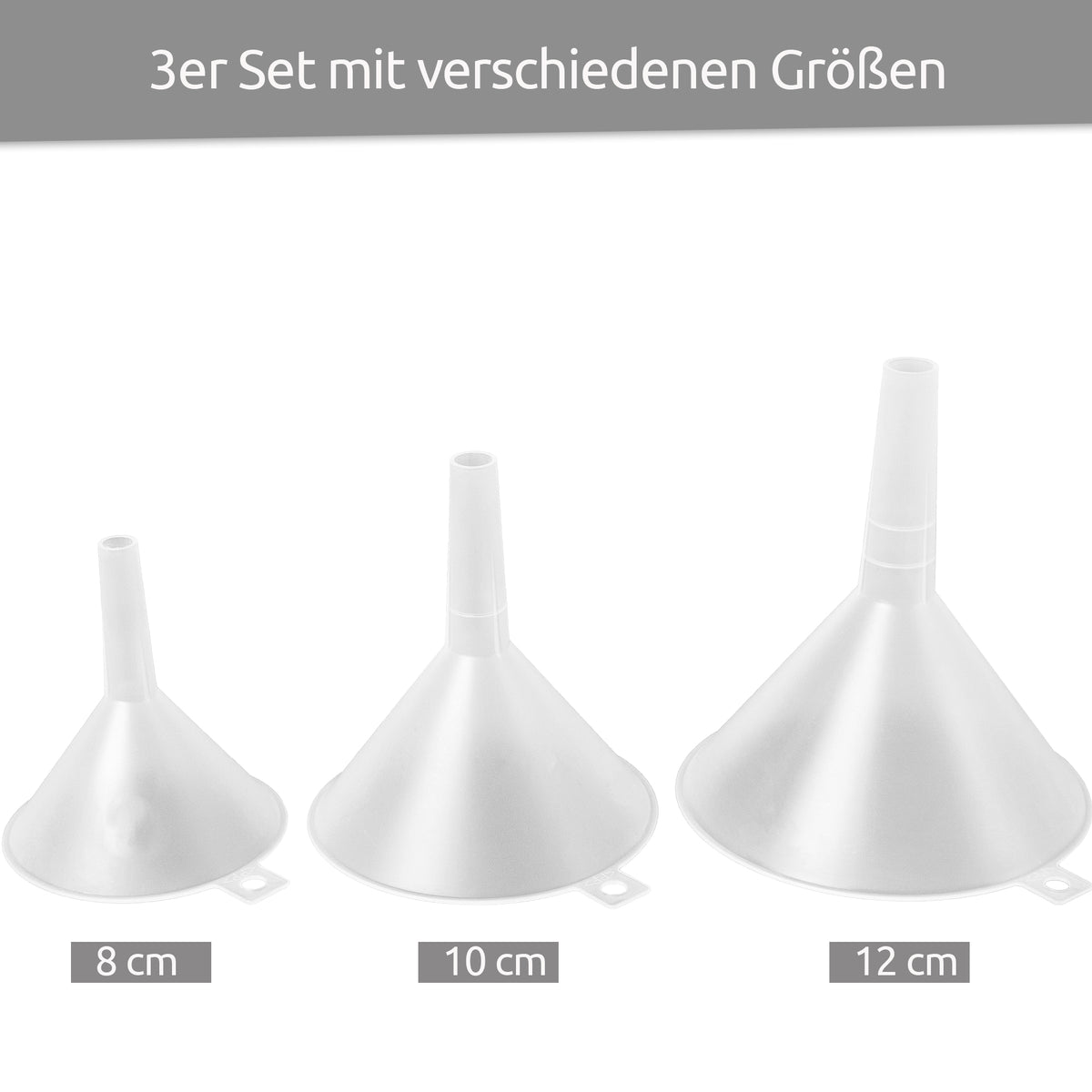 sweeter Trichter-Set 3-tlg. – Küchentrichter in 3 Größen, transparent, BPA-frei