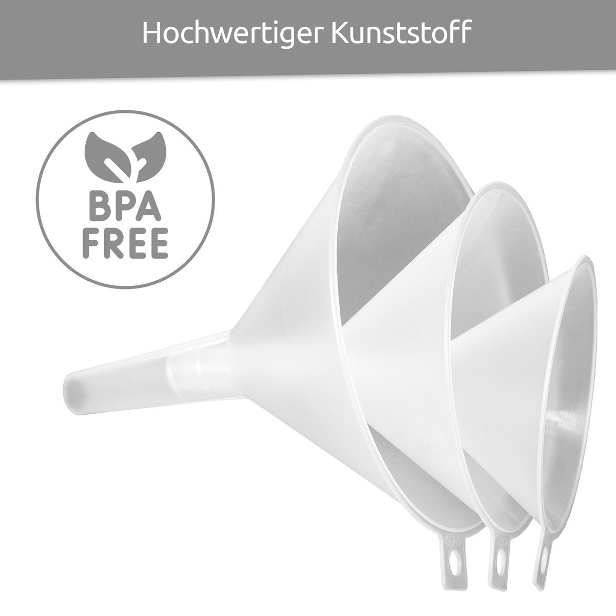 sweeter Trichter-Set 3-tlg. – Küchentrichter in 3 Größen, transparent, BPA-frei
