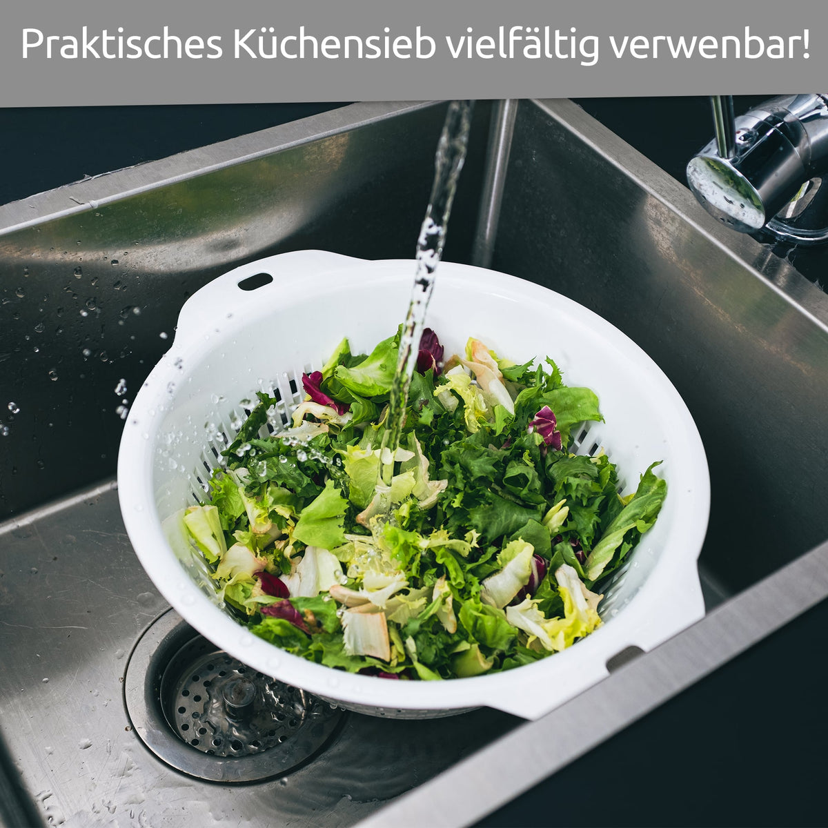sweeter Salatseiher ø 31 cm – großes Küchensieb aus PP, spülmaschinenfest