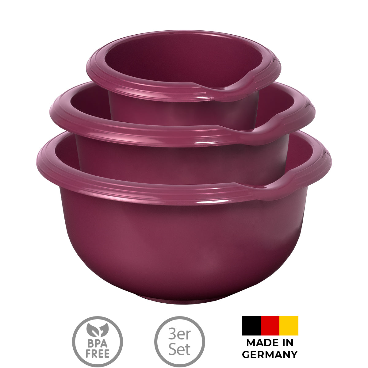sweeter Rührschüssel-Set 3-tlg. 1,5 l + 2,5 l + 3,5 l – rutschfest, BPA-frei