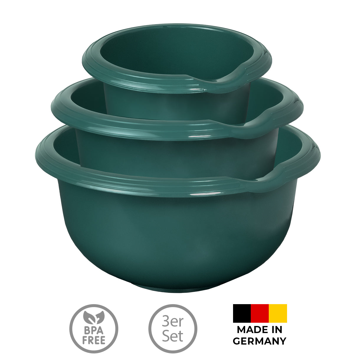 sweeter Rührschüssel-Set 3-tlg. 1,5 l + 2,5 l + 3,5 l – rutschfest, BPA-frei