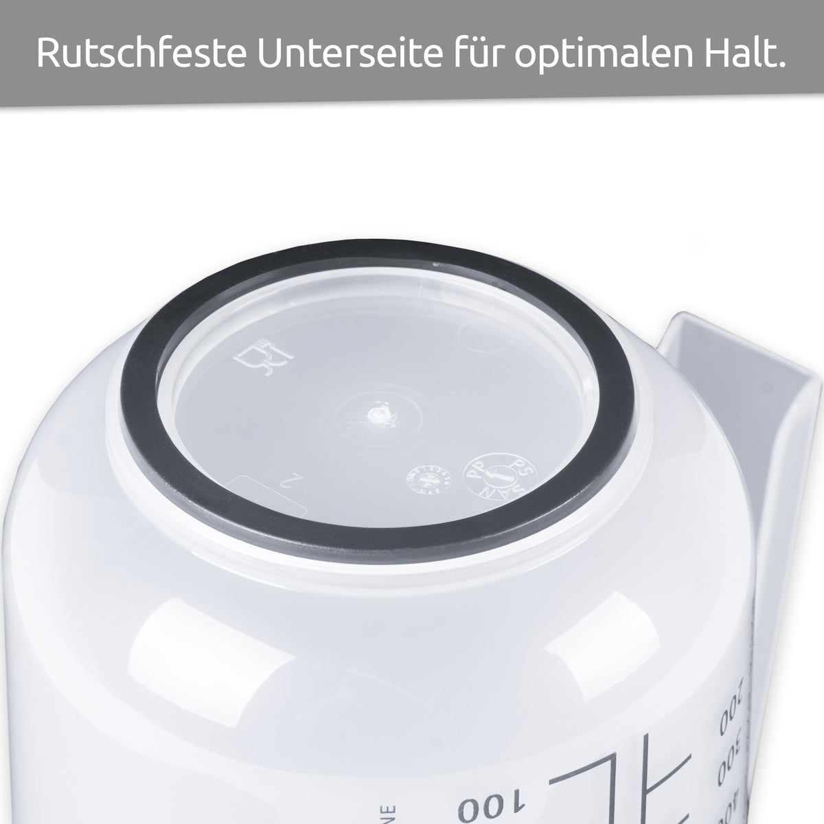 sweeter Messkanne 1 l mit Rutschgummi – Messbecher mit Skalen für Mehl & Zucker