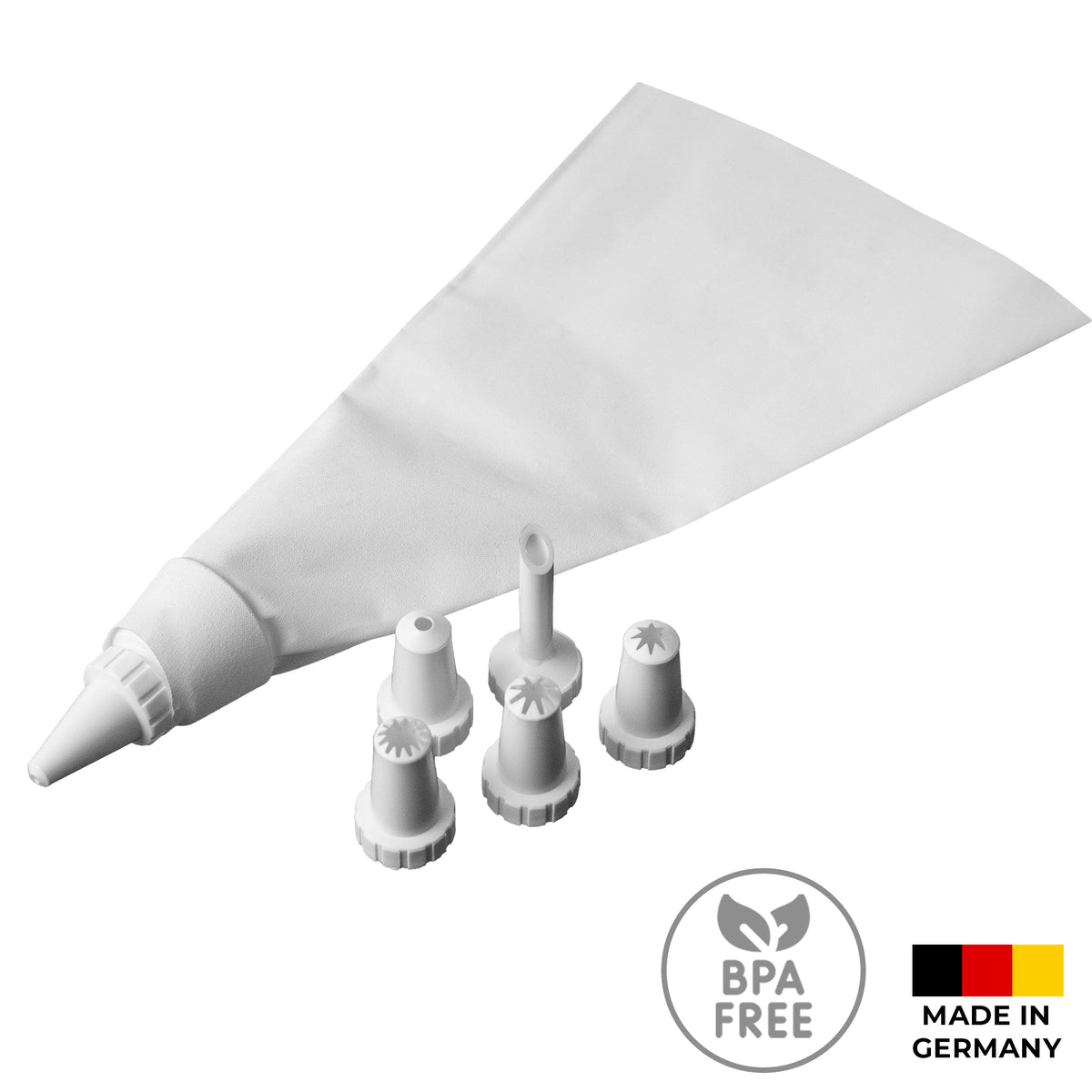sweeter Spritzbeutel mit 6 Tüllen – Baumwolle, wiederverwendbar, 28 cm lang