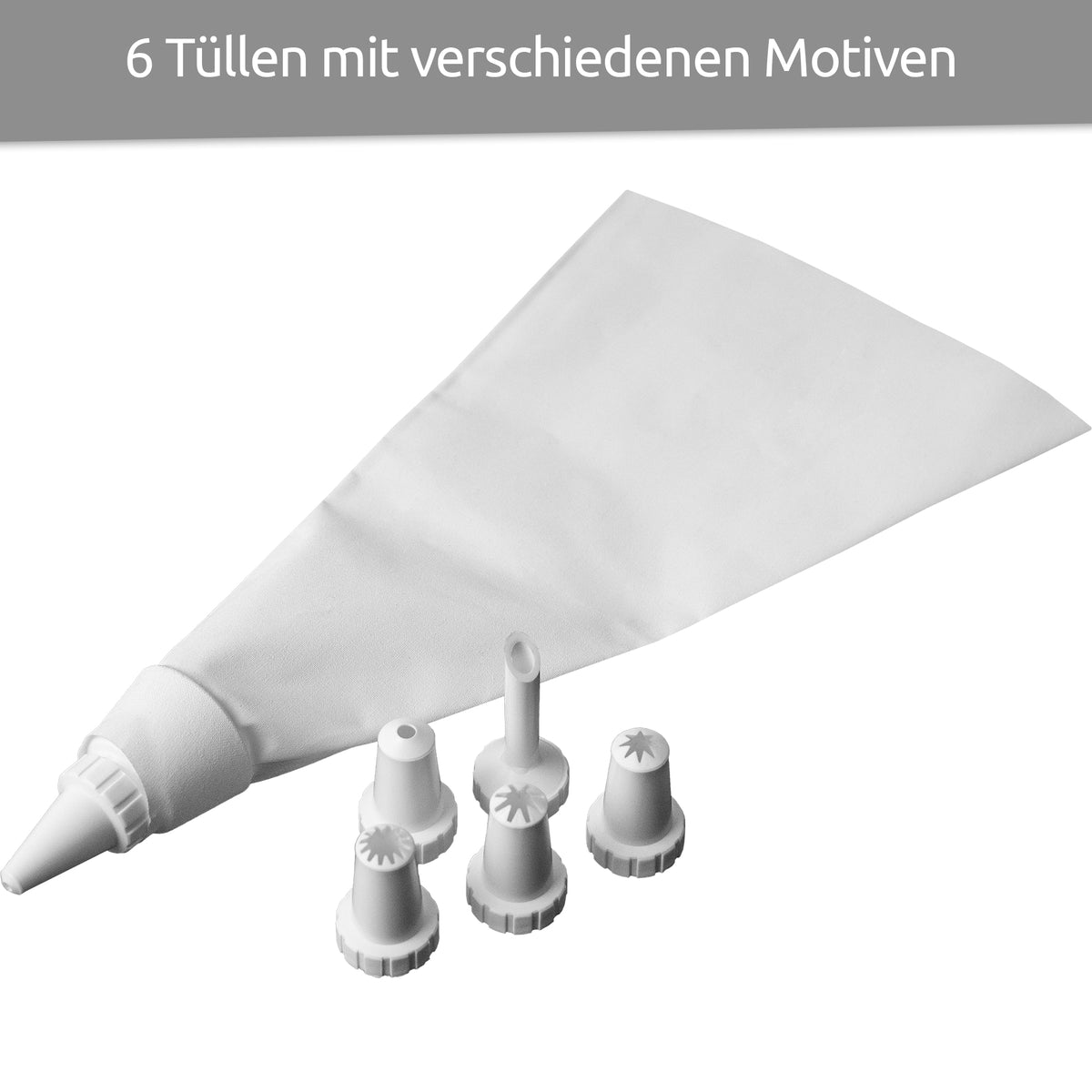 sweeter Spritzbeutel mit 6 Tüllen – Baumwolle, wiederverwendbar, 28 cm lang