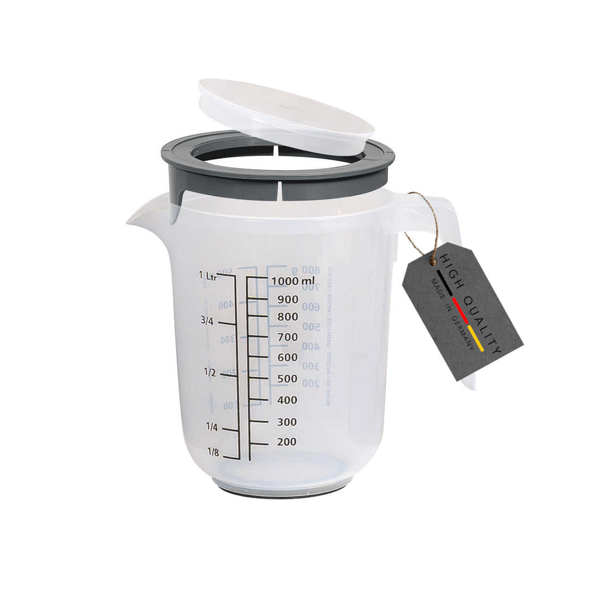 sweeter Quirltopf 1,0 l mit Spritzschutz & Deckel – Rührbecher mit Rutschgummi