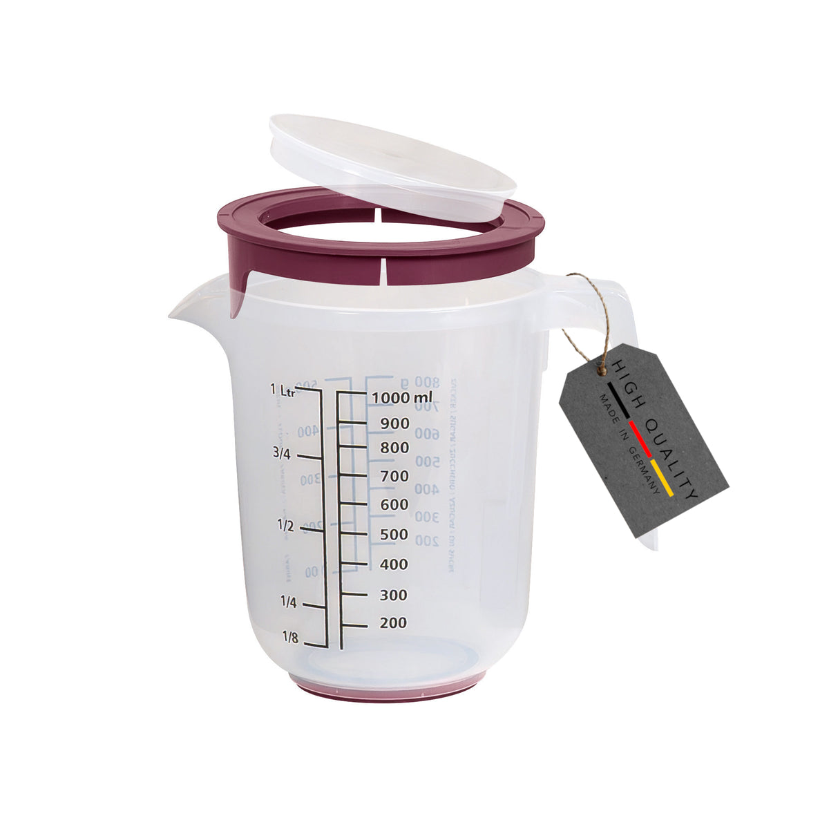 sweeter Quirltopf 1,0 l mit Spritzschutz & Deckel – Rührbecher mit Rutschgummi
