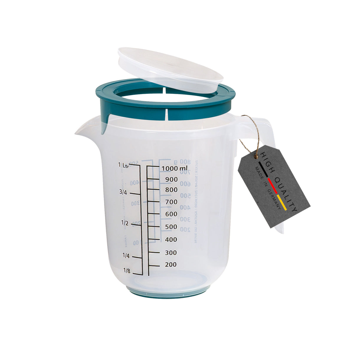sweeter Quirltopf 1,0 l mit Spritzschutz & Deckel – Rührbecher mit Rutschgummi