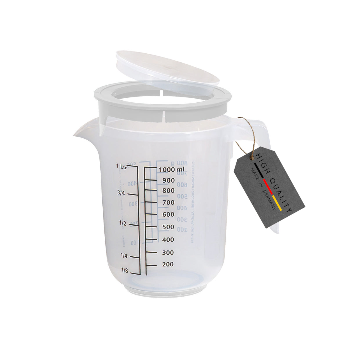 sweeter Quirltopf 1,0 l mit Spritzschutz & Deckel – Rührbecher mit Rutschgummi