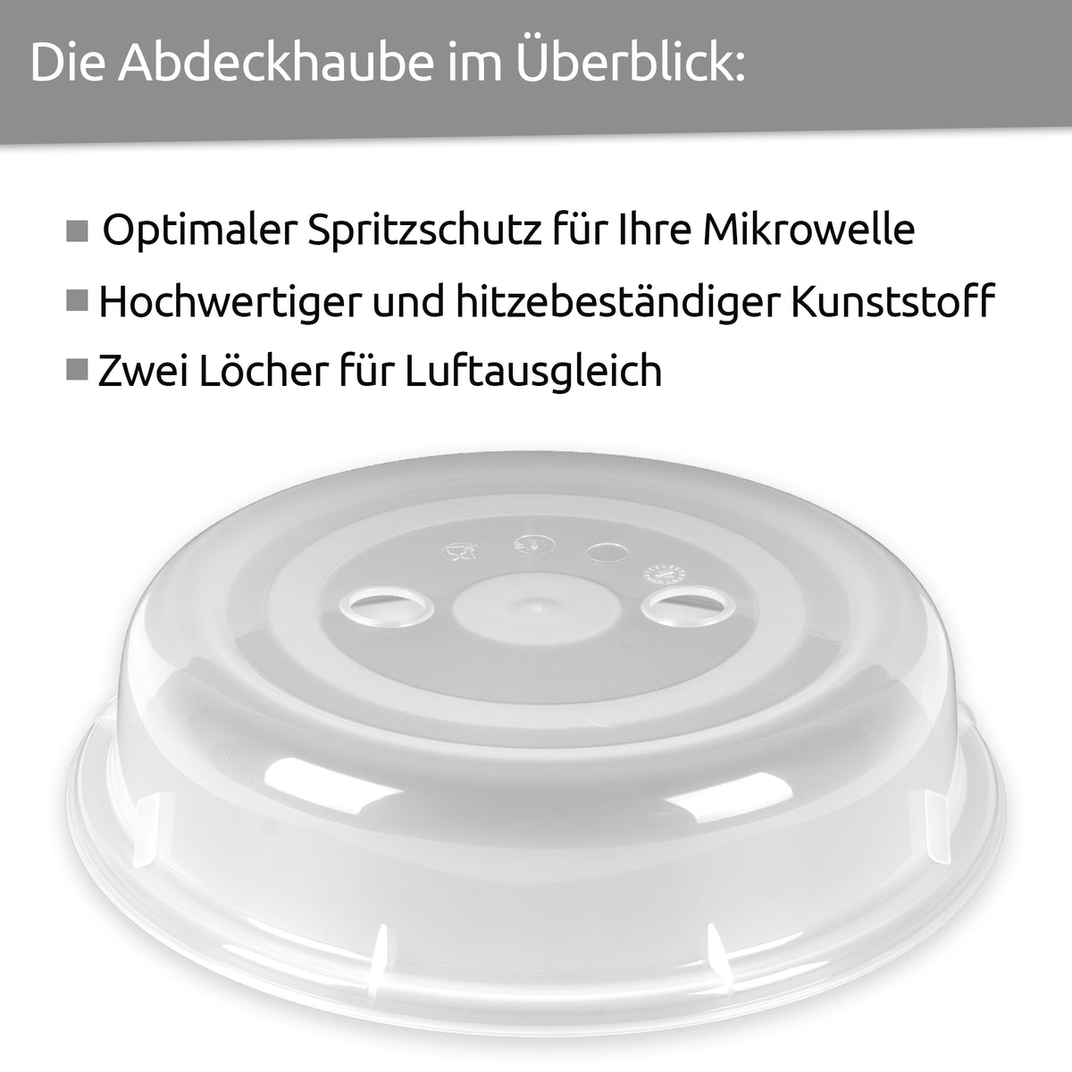 sweeter Mikrowellenhaube flach ø 26 cm – Abdeckhaube für Teller, transparent