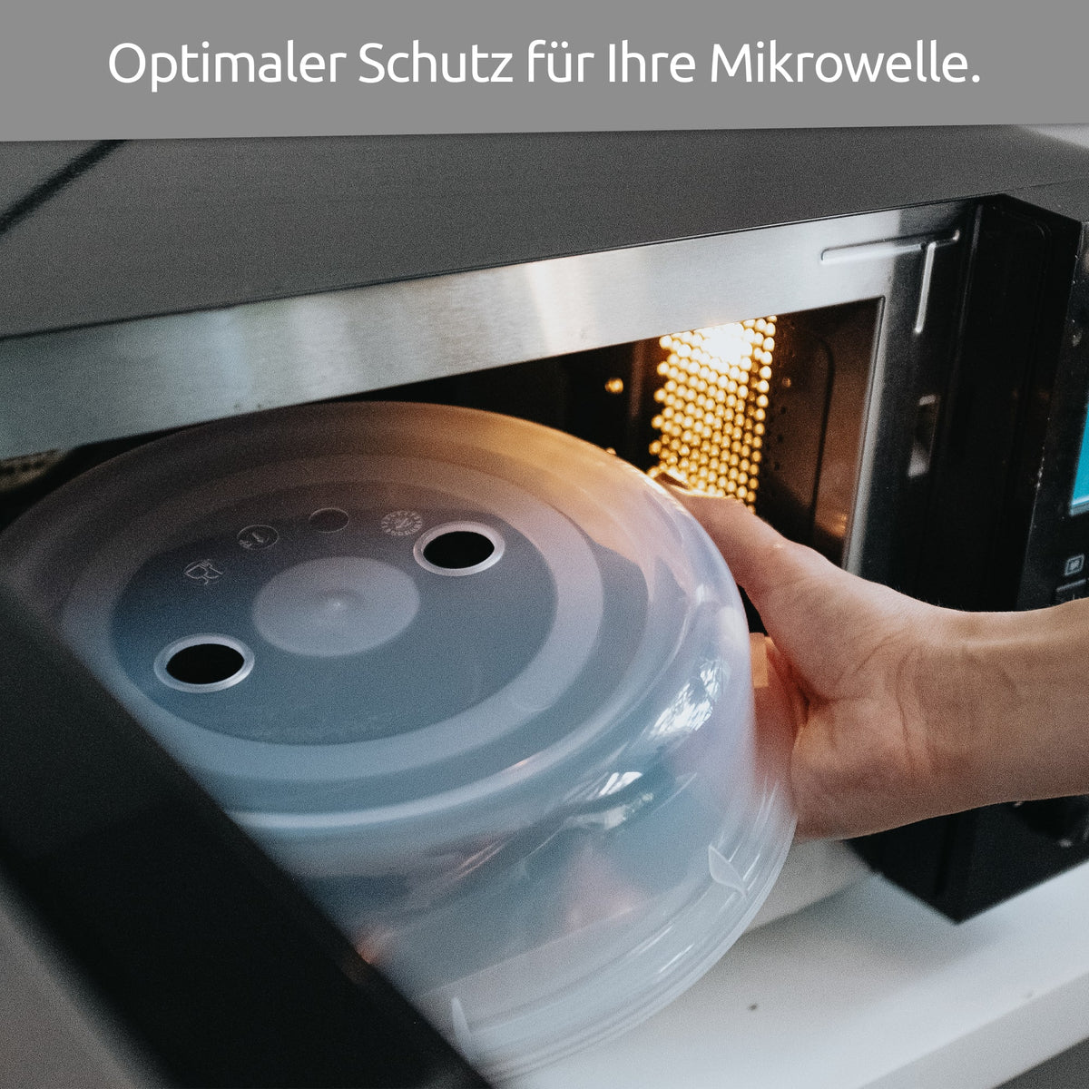 sweeter Mikrowellenhaube flach ø 26 cm – Abdeckhaube für Teller, transparent