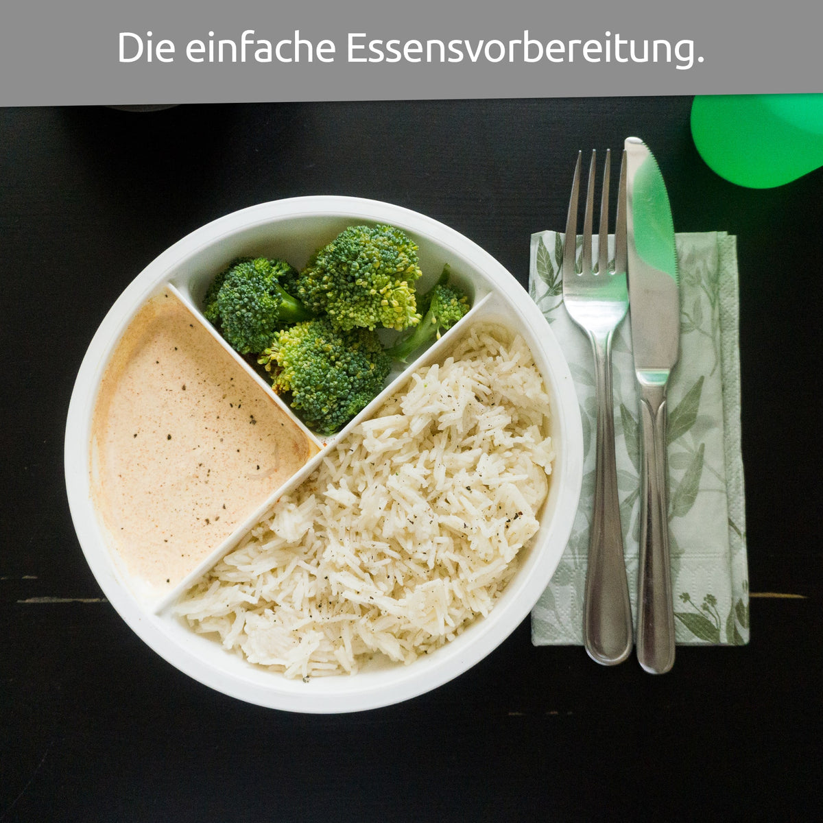 sweeter Menüteller 0,75 l mit Deckel & 3 Fächern – für Mikrowelle & Gefrierfach