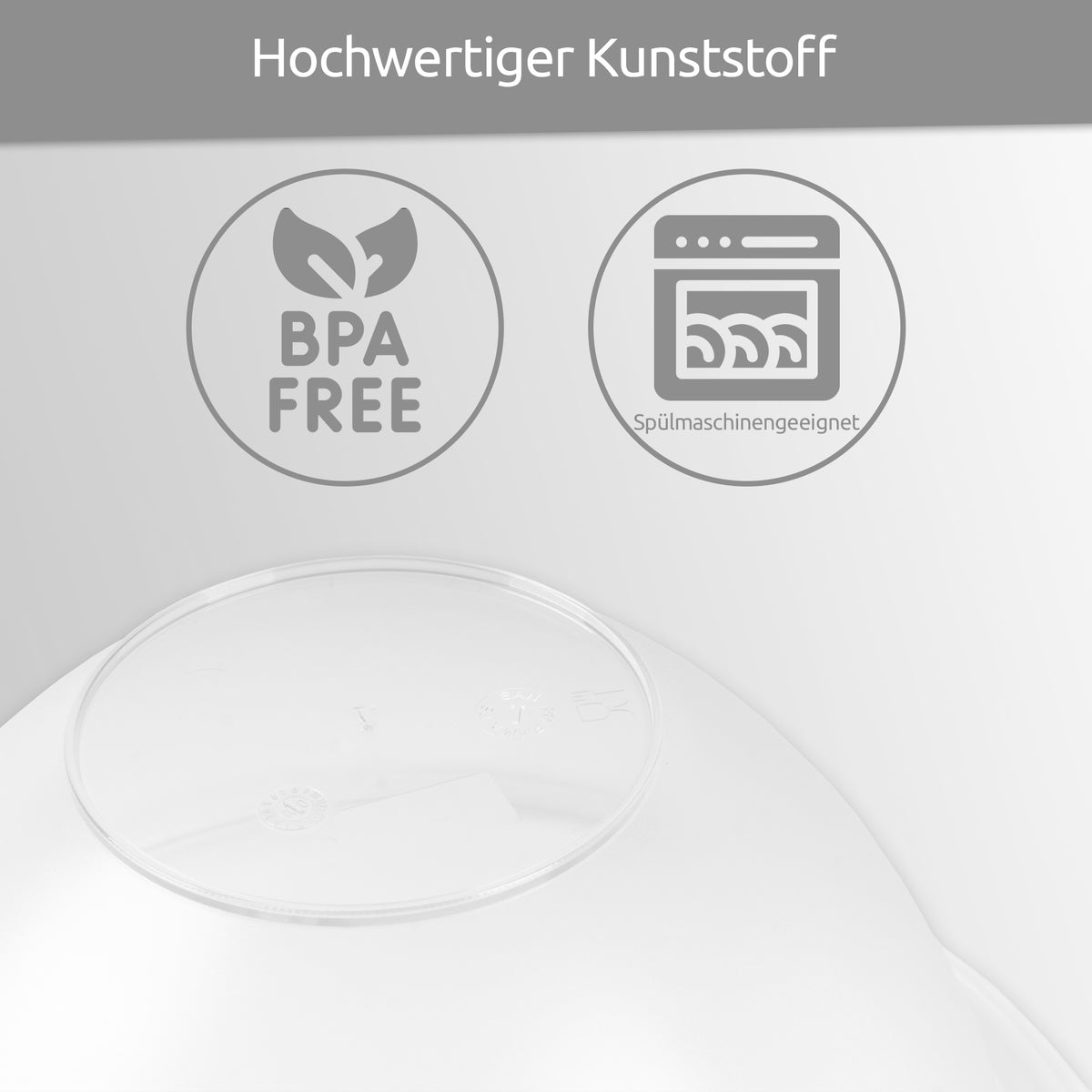 sweeter Salatschüssel 5 l mit Griffen, ø 30 cm – transparent, BPA-frei
