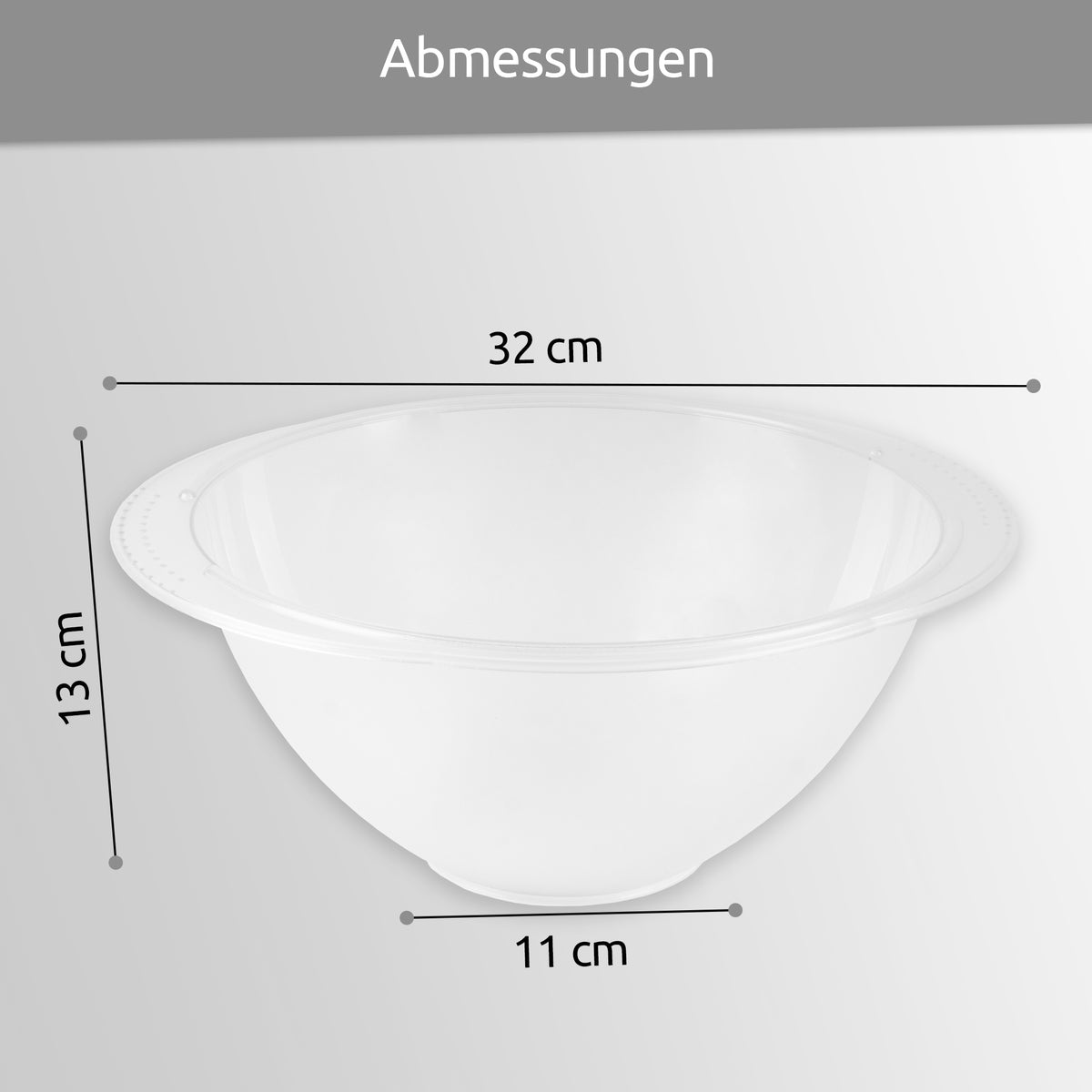 sweeter Salatschüssel 5 l mit Griffen, ø 30 cm – transparent, BPA-frei
