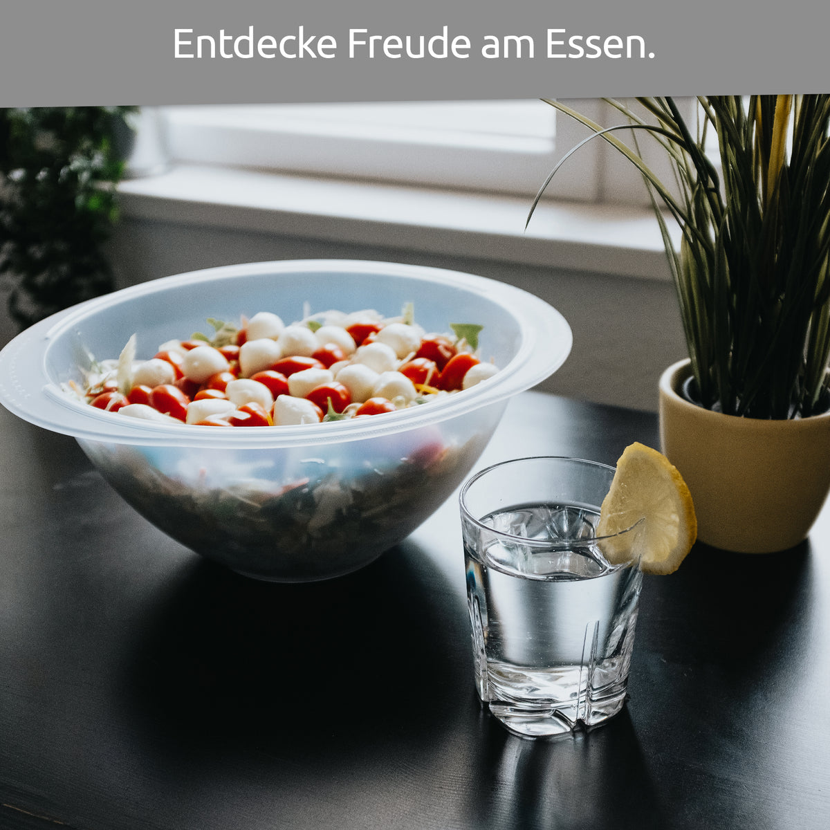sweeter Salatschüssel 5 l mit Griffen, ø 30 cm – transparent, BPA-frei