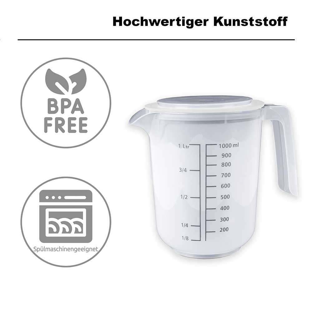 sweeter Quirltopf 1,0 l mit Spritzschutz & Deckel – Rührbecher mit Rutschgummi
