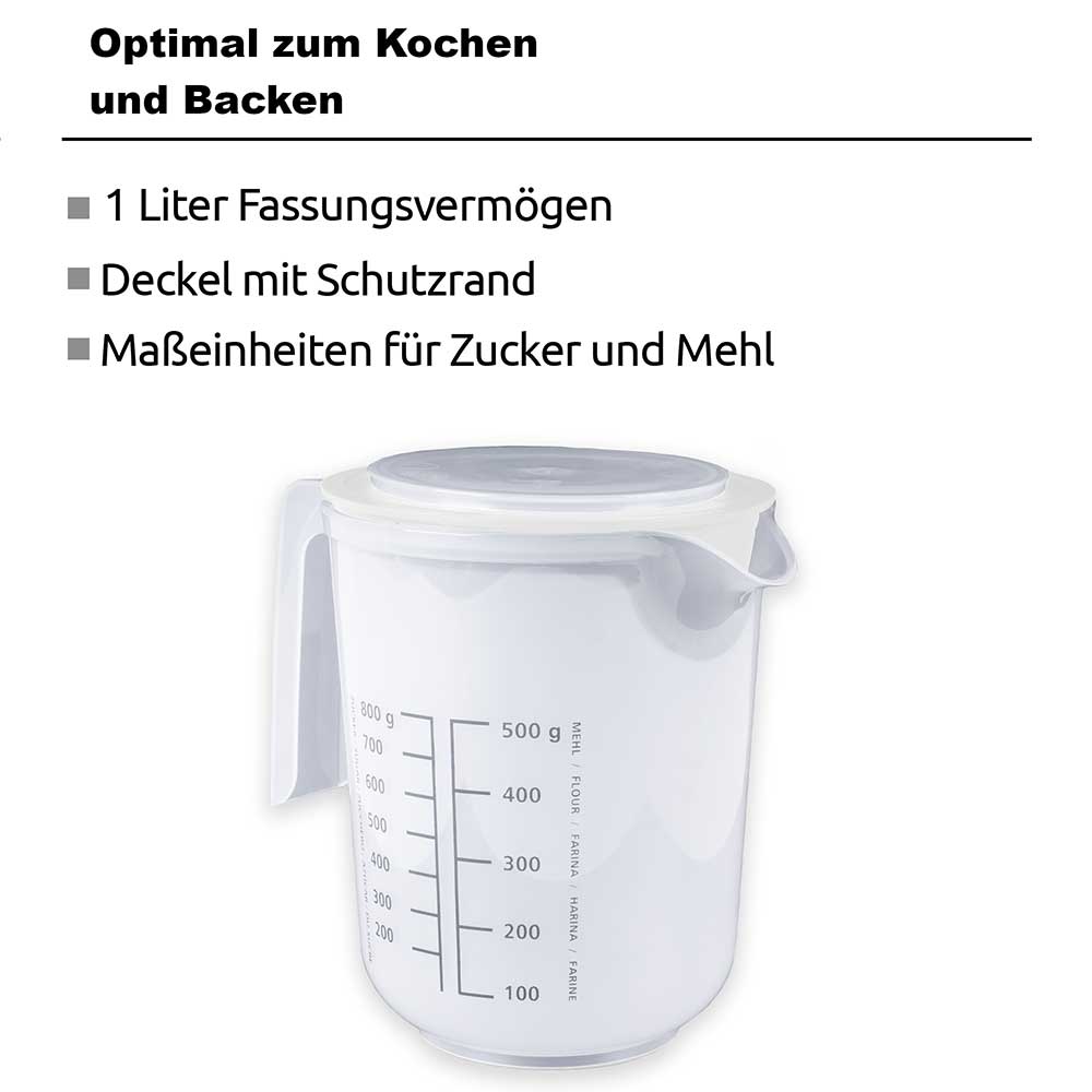 sweeter Quirltopf 1,0 l mit Spritzschutz & Deckel – Rührbecher mit Rutschgummi