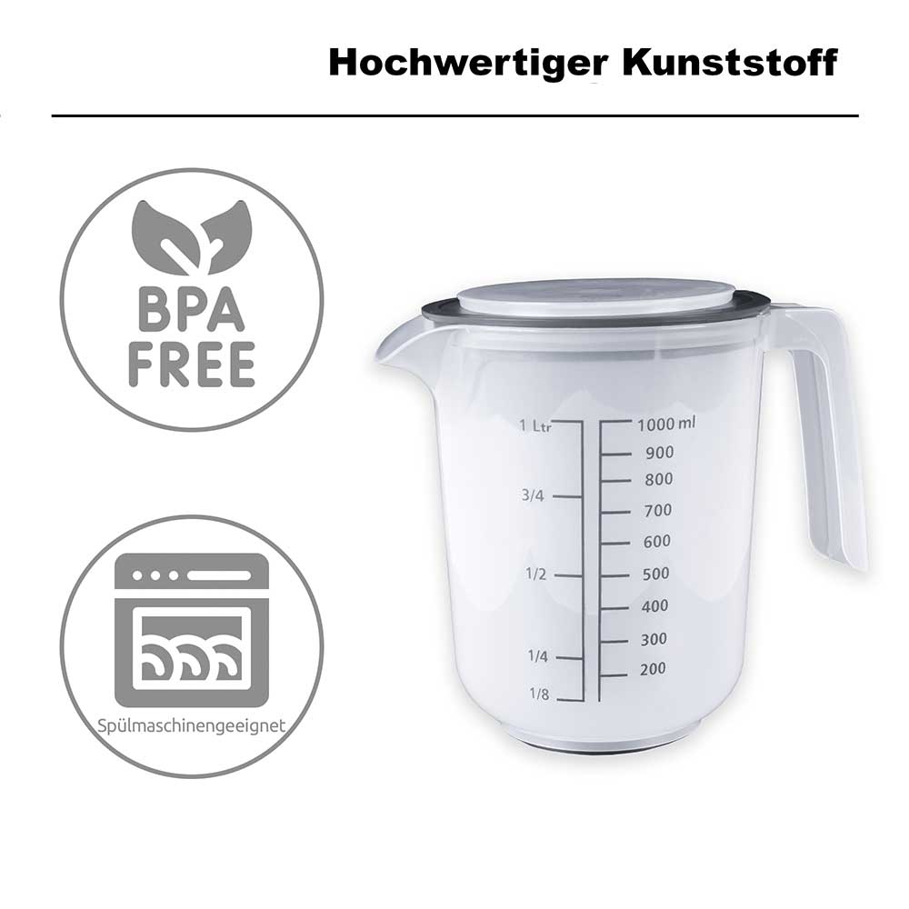 sweeter Quirltopf 1,0 l mit Spritzschutz & Deckel – Rührbecher mit Rutschgummi