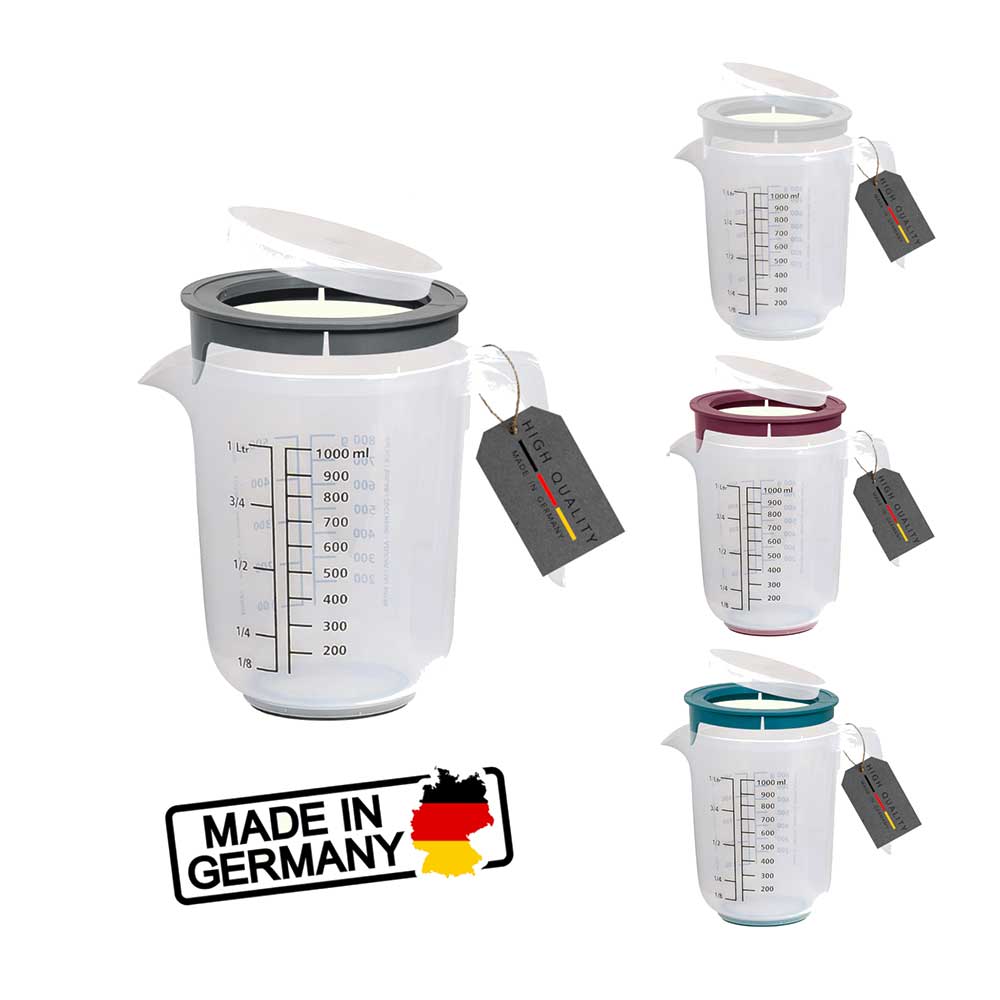 sweeter Quirltopf 1,0 l mit Spritzschutz & Deckel – Rührbecher mit Rutschgummi
