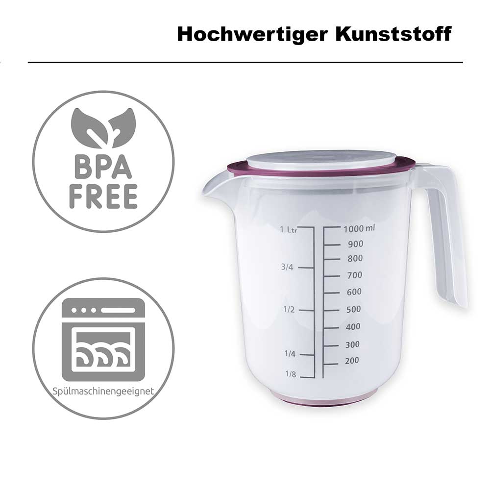 sweeter Quirltopf 1,0 l mit Spritzschutz & Deckel – Rührbecher mit Rutschgummi