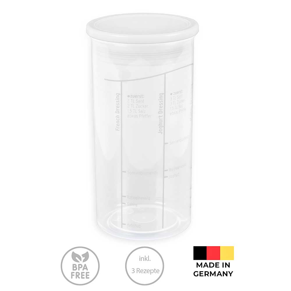 sweeter Dressingshaker mit Maßskalen & dichtem Deckel – Dressing-Mixer, BPA-frei