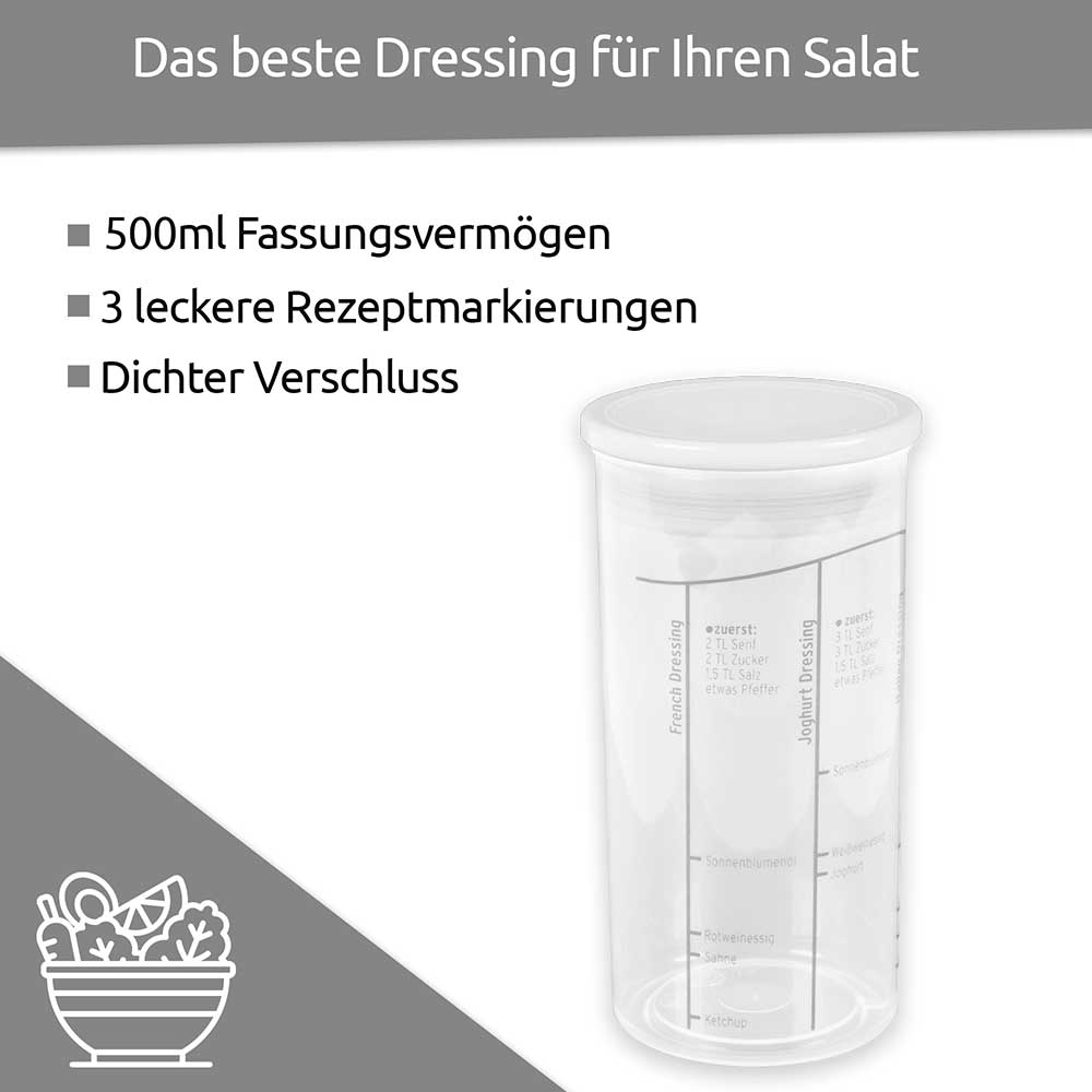 sweeter Dressingshaker mit Maßskalen & dichtem Deckel – Dressing-Mixer, BPA-frei