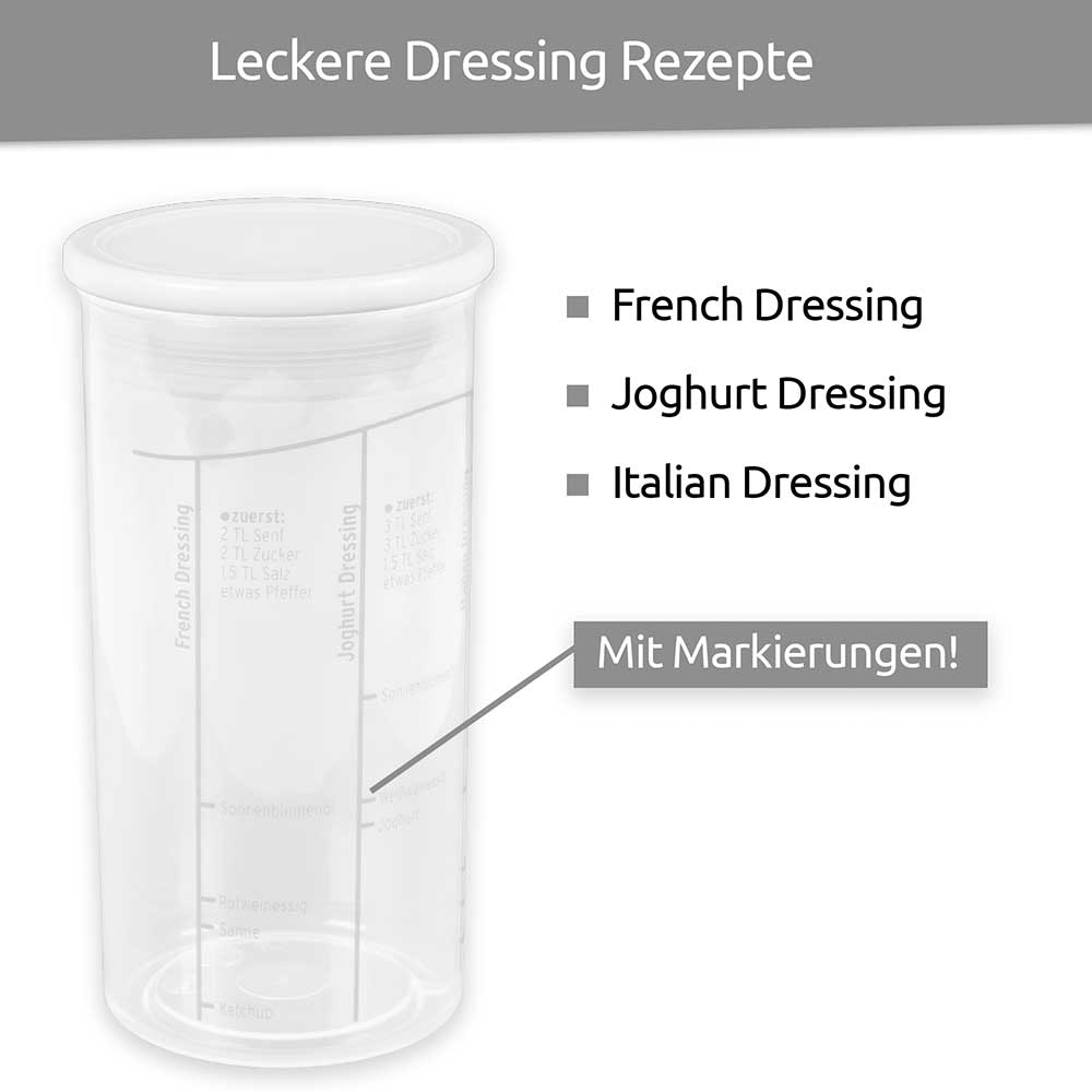 sweeter Dressingshaker mit Maßskalen & dichtem Deckel – Dressing-Mixer, BPA-frei