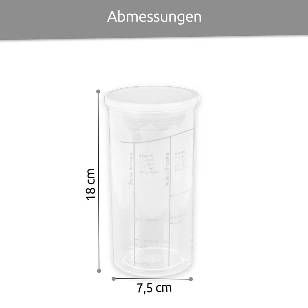 sweeter Dressingshaker mit Maßskalen & dichtem Deckel – Dressing-Mixer, BPA-frei