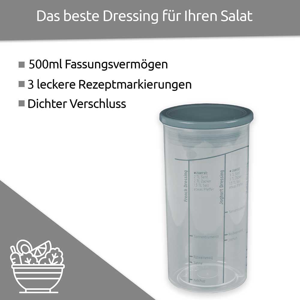 sweeter Dressingshaker mit Maßskalen & dichtem Deckel – Dressing-Mixer, BPA-frei