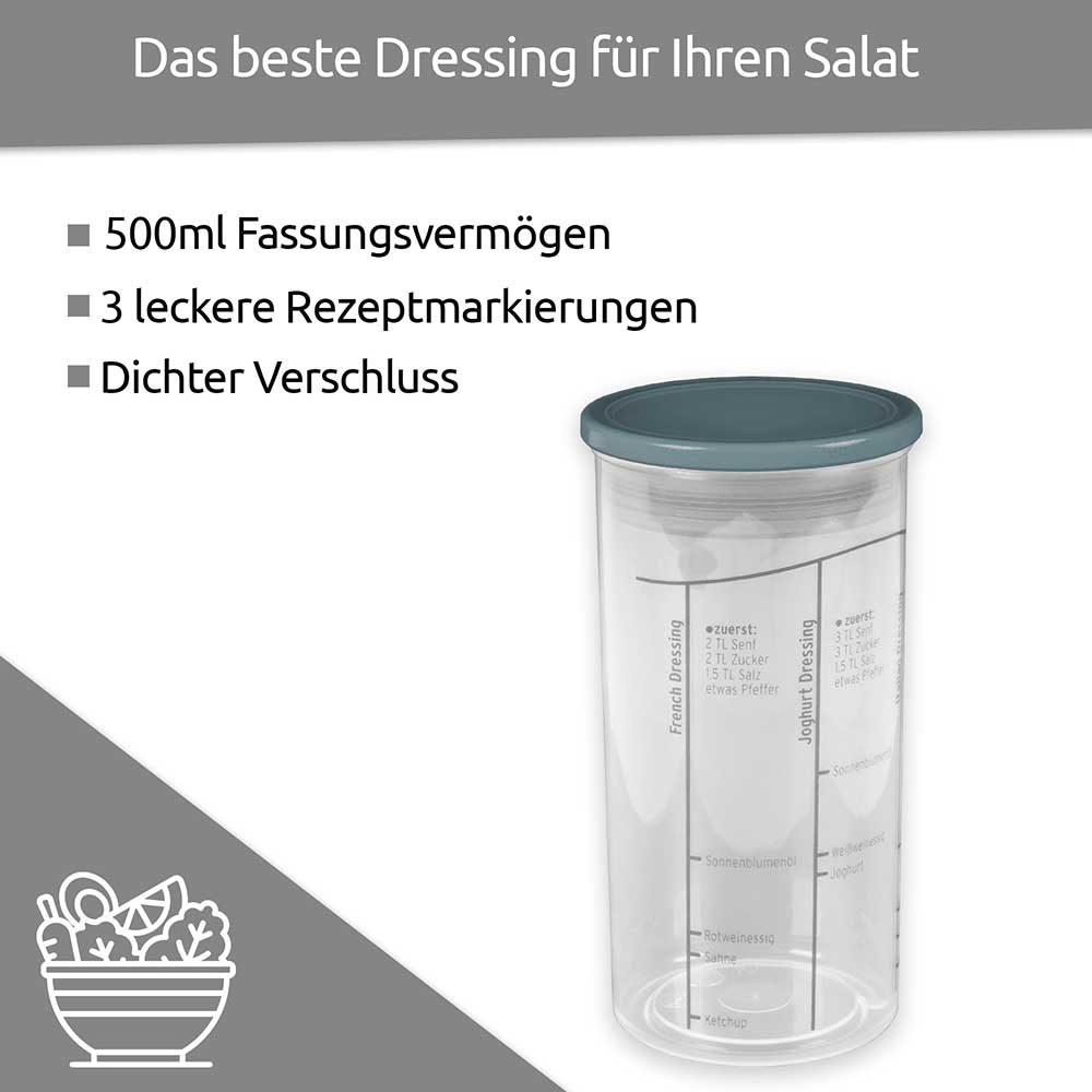 sweeter Dressingshaker mit Maßskalen & dichtem Deckel – Dressing-Mixer, BPA-frei