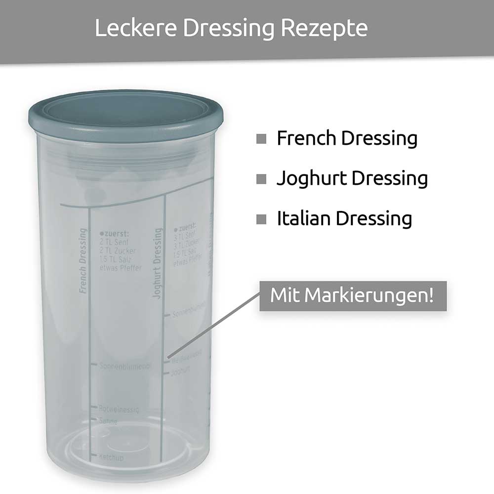 sweeter Dressingshaker mit Maßskalen & dichtem Deckel – Dressing-Mixer, BPA-frei