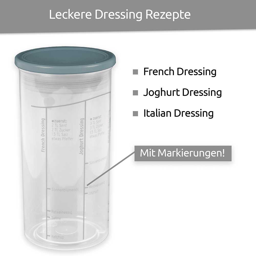 sweeter Dressingshaker mit Maßskalen & dichtem Deckel – Dressing-Mixer, BPA-frei
