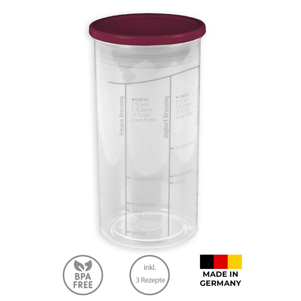 sweeter Dressingshaker mit Maßskalen & dichtem Deckel – Dressing-Mixer, BPA-frei
