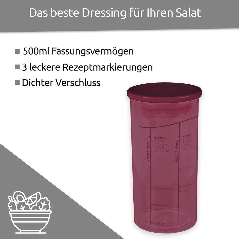 sweeter Dressingshaker mit Maßskalen & dichtem Deckel – Dressing-Mixer, BPA-frei