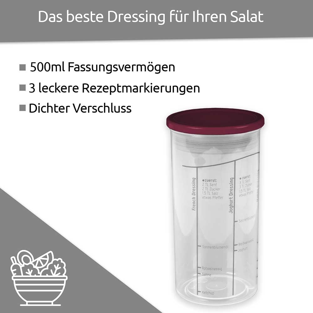 sweeter Dressingshaker mit Maßskalen & dichtem Deckel – Dressing-Mixer, BPA-frei