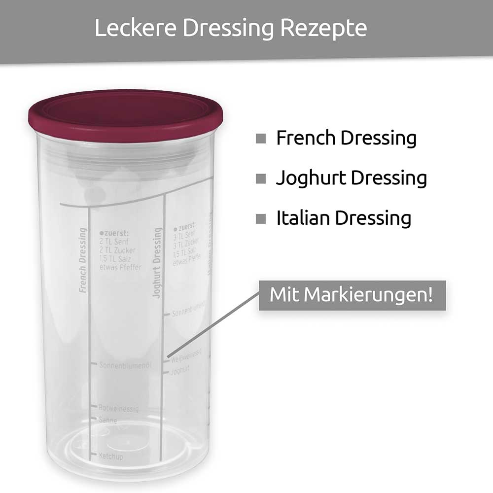 sweeter Dressingshaker mit Maßskalen & dichtem Deckel – Dressing-Mixer, BPA-frei