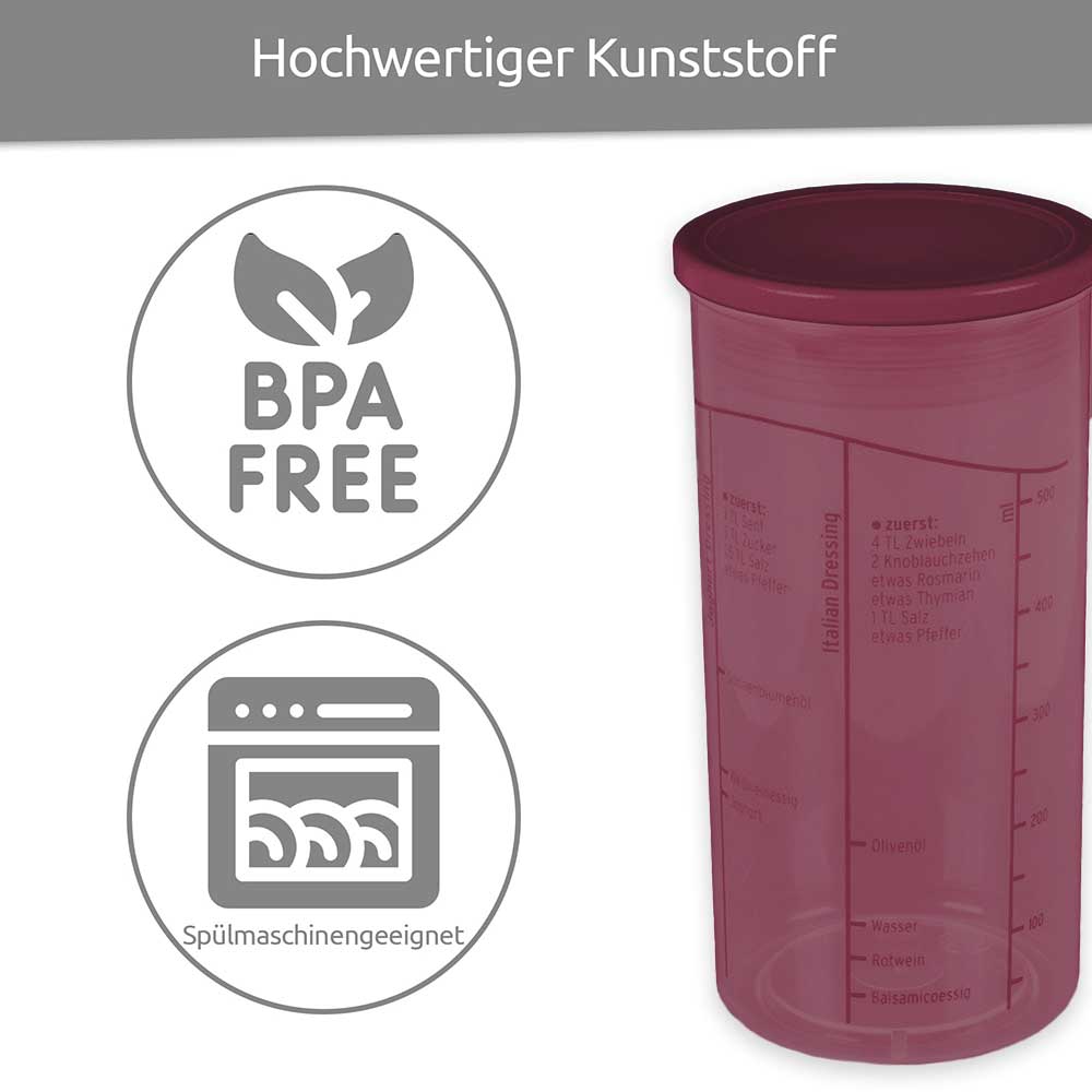 sweeter Dressingshaker mit Maßskalen & dichtem Deckel – Dressing-Mixer, BPA-frei