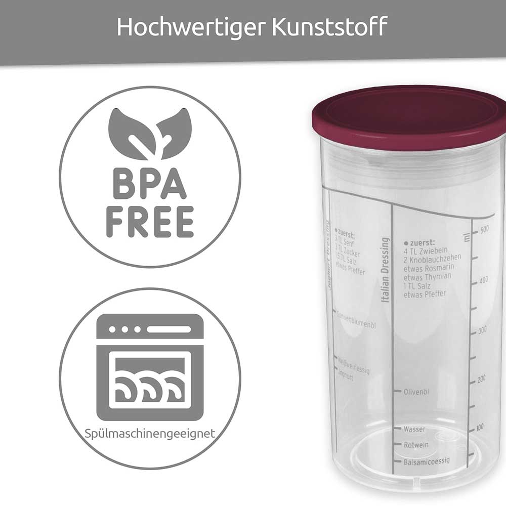 sweeter Dressingshaker mit Maßskalen & dichtem Deckel – Dressing-Mixer, BPA-frei