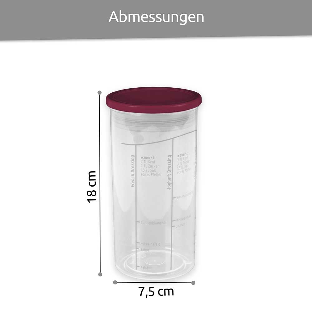 sweeter Dressingshaker mit Maßskalen & dichtem Deckel – Dressing-Mixer, BPA-frei
