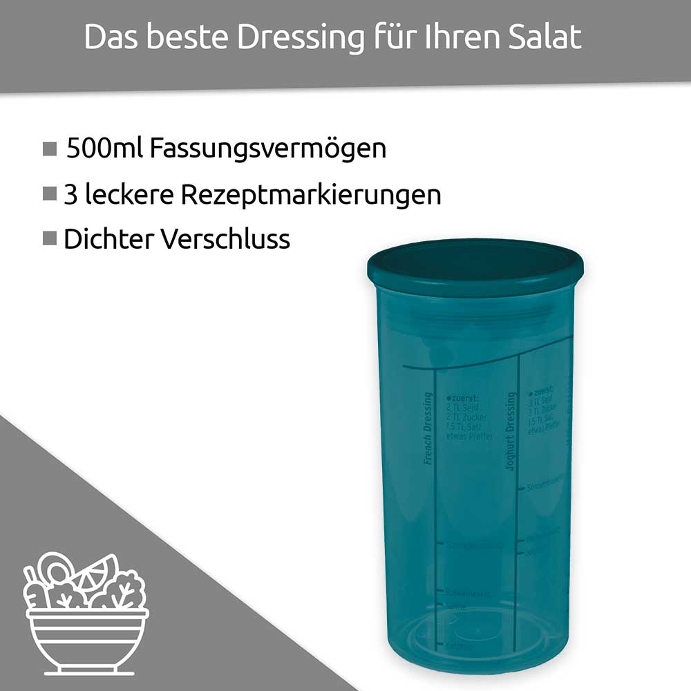sweeter Dressingshaker mit Maßskalen & dichtem Deckel – Dressing-Mixer, BPA-frei