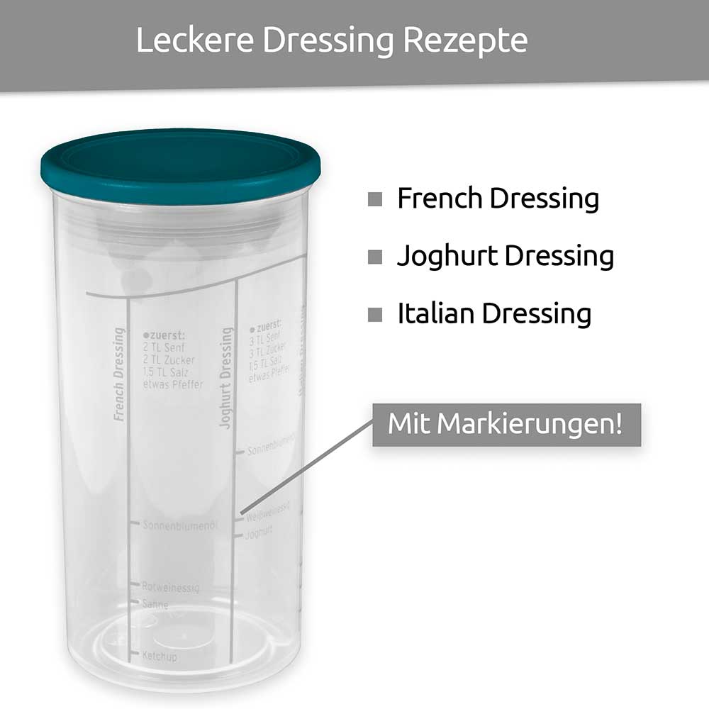 sweeter Dressingshaker mit Maßskalen & dichtem Deckel – Dressing-Mixer, BPA-frei