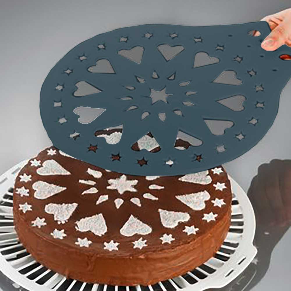sweeter Kuchenheber DEKO-STAR ø 28 cm – mit Verzierschablone für Puderzucker