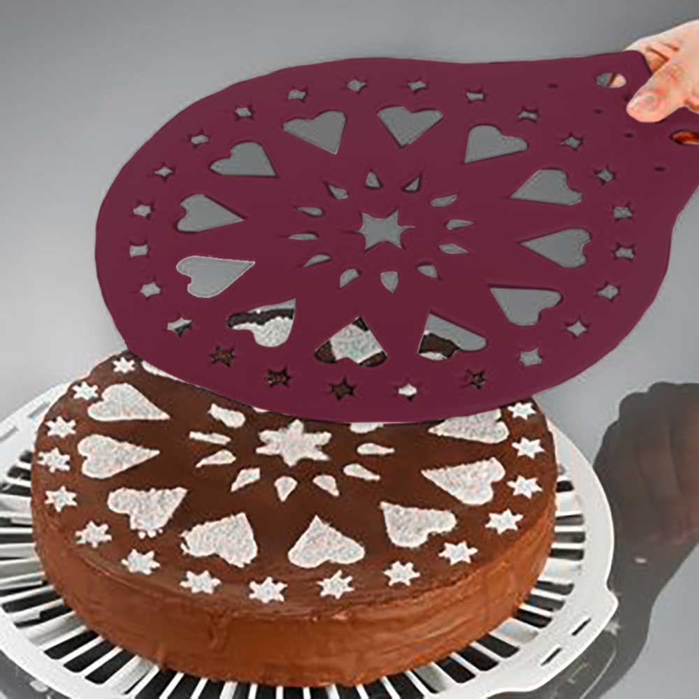 sweeter Kuchenheber DEKO-STAR ø 28 cm – mit Verzierschablone für Puderzucker