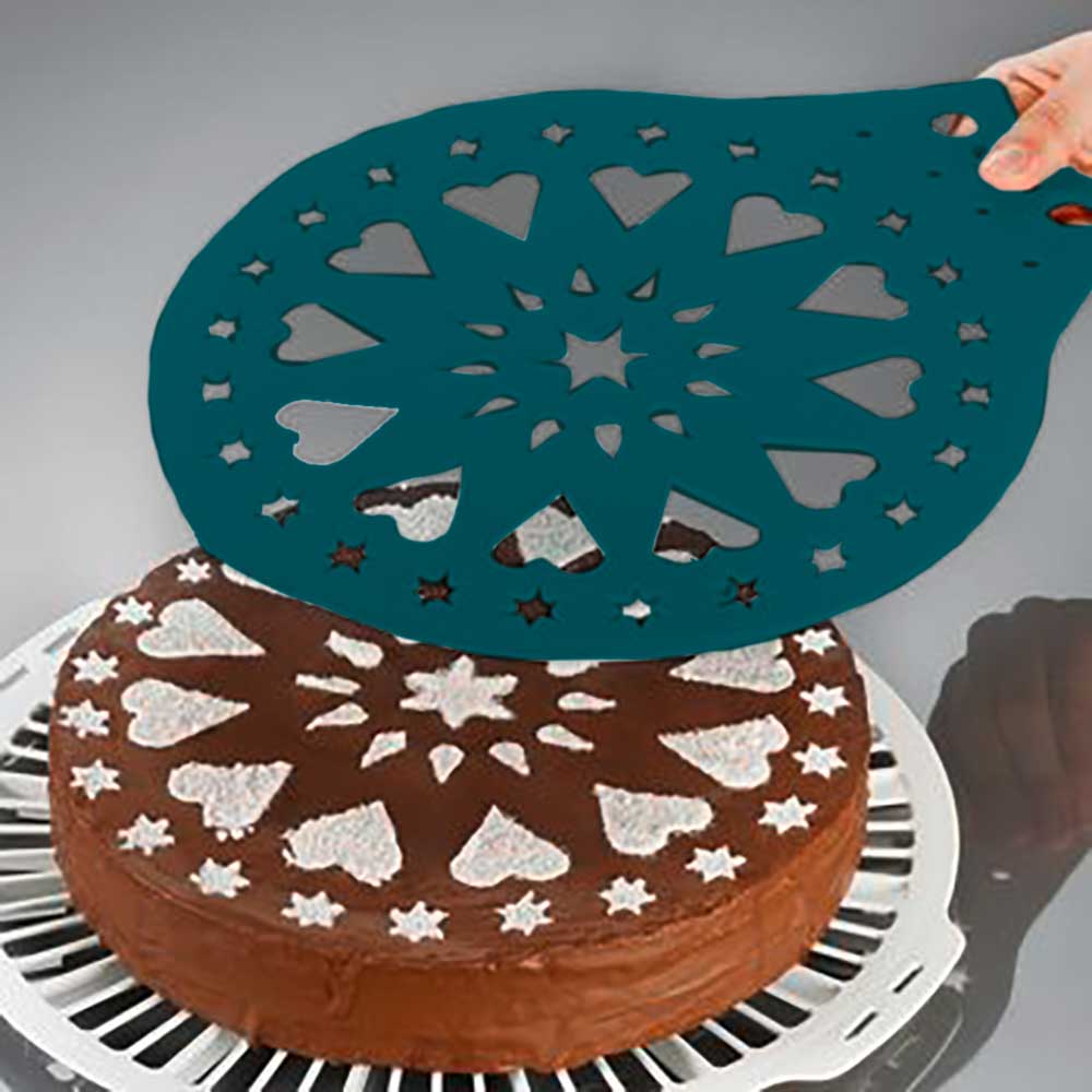 sweeter Kuchenheber DEKO-STAR ø 28 cm – mit Verzierschablone für Puderzucker